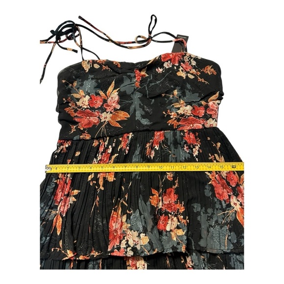 Lulus | Tier to Stay Black Floral Print Tiered Tie-Strap Midi Dress size M New - Picture 5 of 16